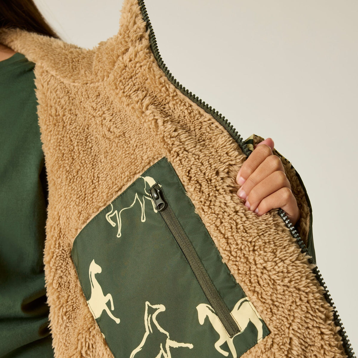 Junior Changing Robe Dark Khaki Horses
