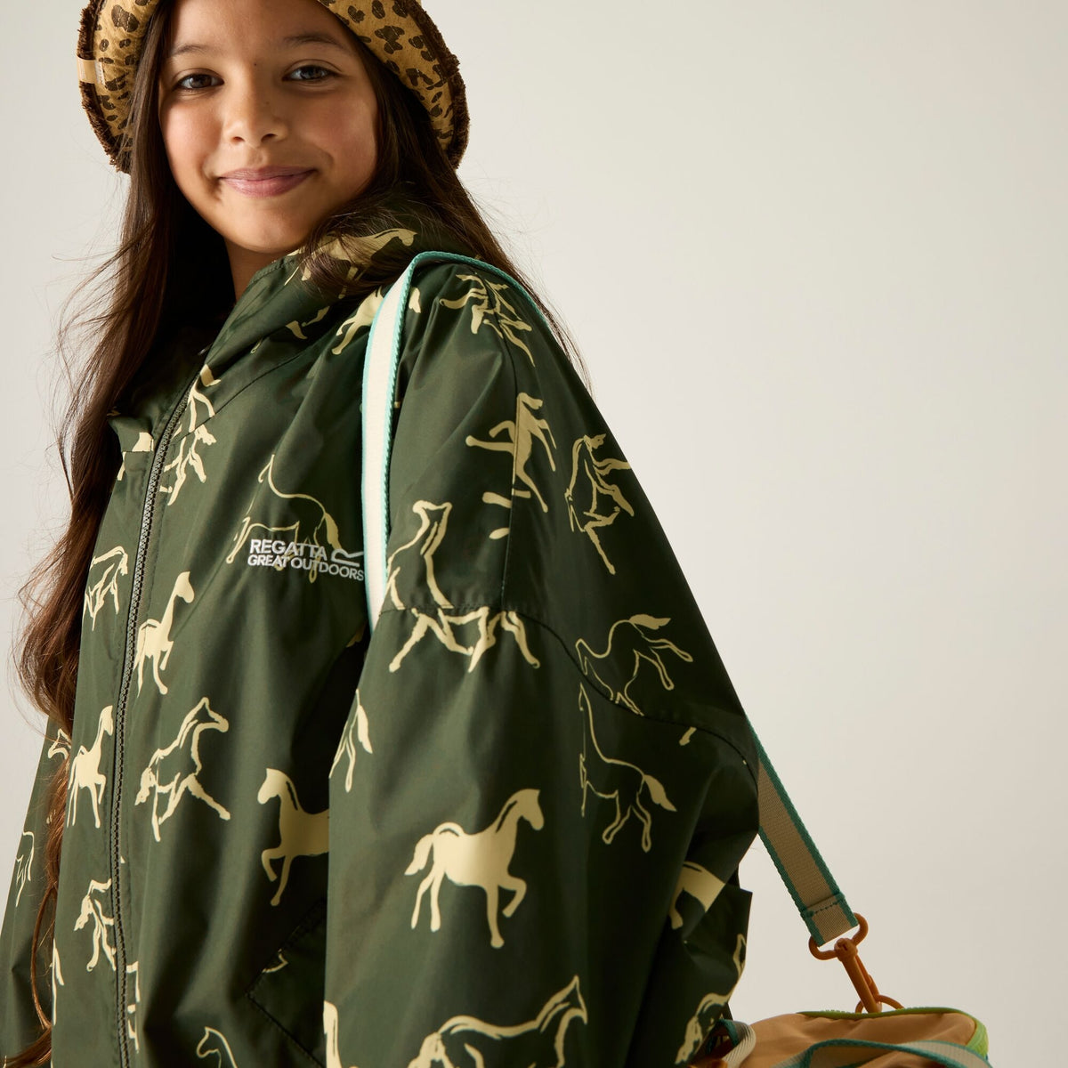 Junior Changing Robe Dark Khaki Horses