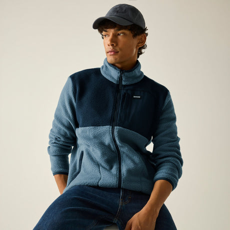 Men's Frankie Borg Colour Block Full Zip Fleece - Grey Mirage Navy