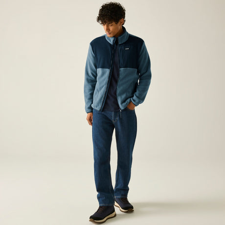 Men's Frankie Borg Colour Block Full Zip Fleece - Grey Mirage Navy