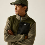 Men's Frankie Borg Colour Block Full Zip Fleece - Smokey Olive Dark Khaki