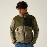 Men's Frankie Borg Colour Block Full Zip Fleece - Smokey Olive Dark Khaki