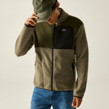 Men's Frankie Borg Colour Block Full Zip Fleece - Smokey Olive Dark Khaki