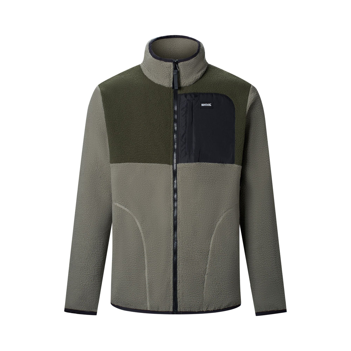 Men's Frankie Borg Colour Block Full Zip Fleece - Smokey Olive Dark Khaki