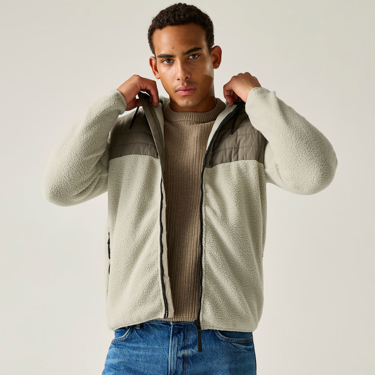 Men's Frankie Borg Hybrid Full Zip Fleece - Abbeystone Smokey Olive