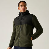 Men's Frankie Borg Hybrid Full Zip Fleece - Dark Khaki Black