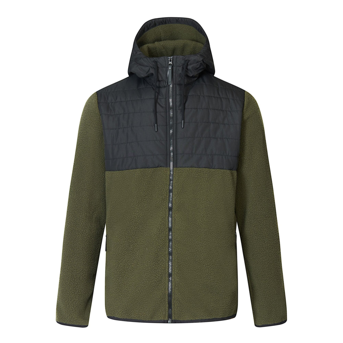 Men's Frankie Borg Hybrid Full Zip Fleece - Dark Khaki Black
