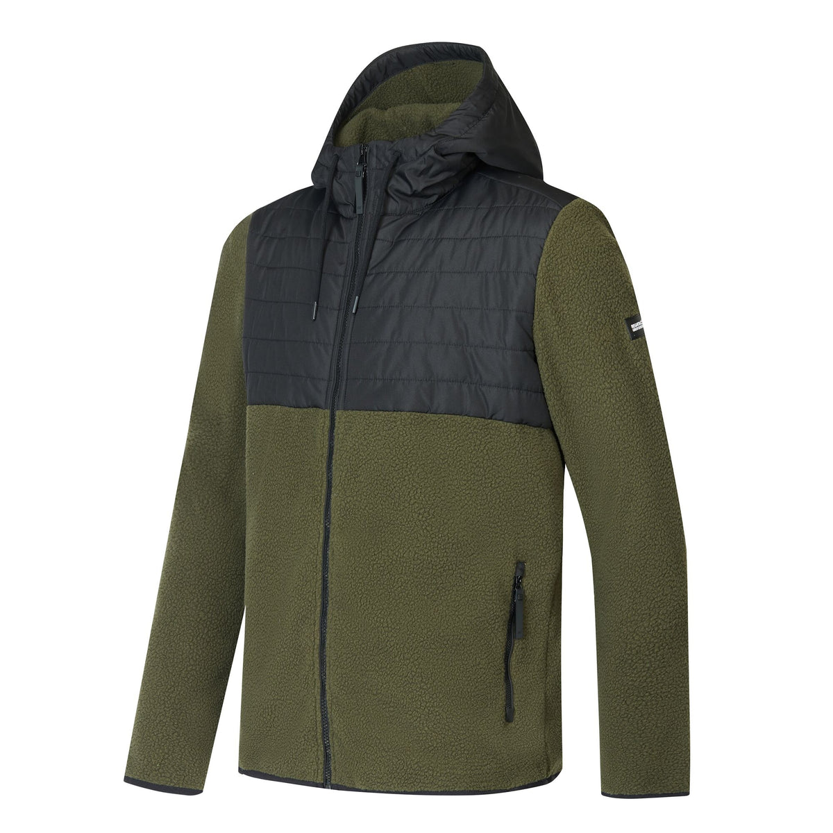 Men's Frankie Borg Hybrid Full Zip Fleece - Dark Khaki Black