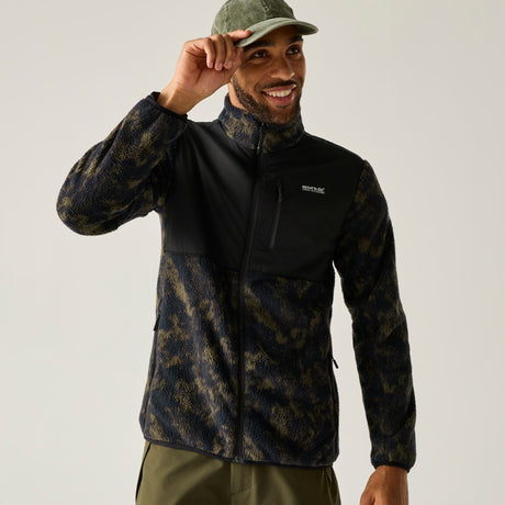 Men's Morran Water Resistant Full Zip Fleece | Textured Print Black