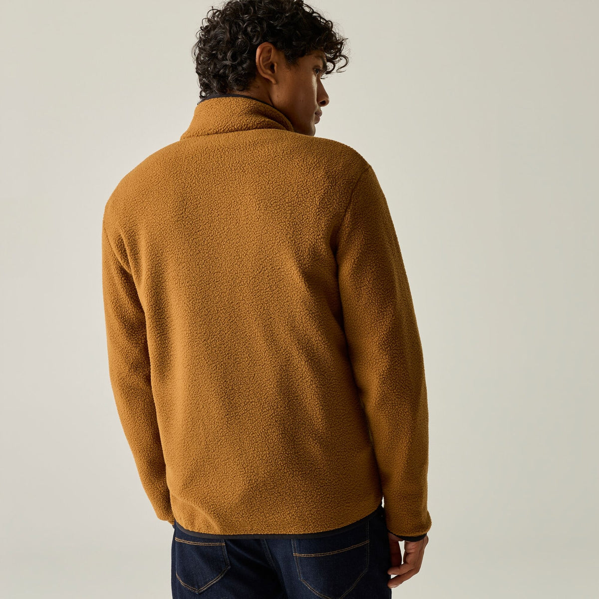 Men's Frankie Borg Full Zip Fleece Rich Tan Black