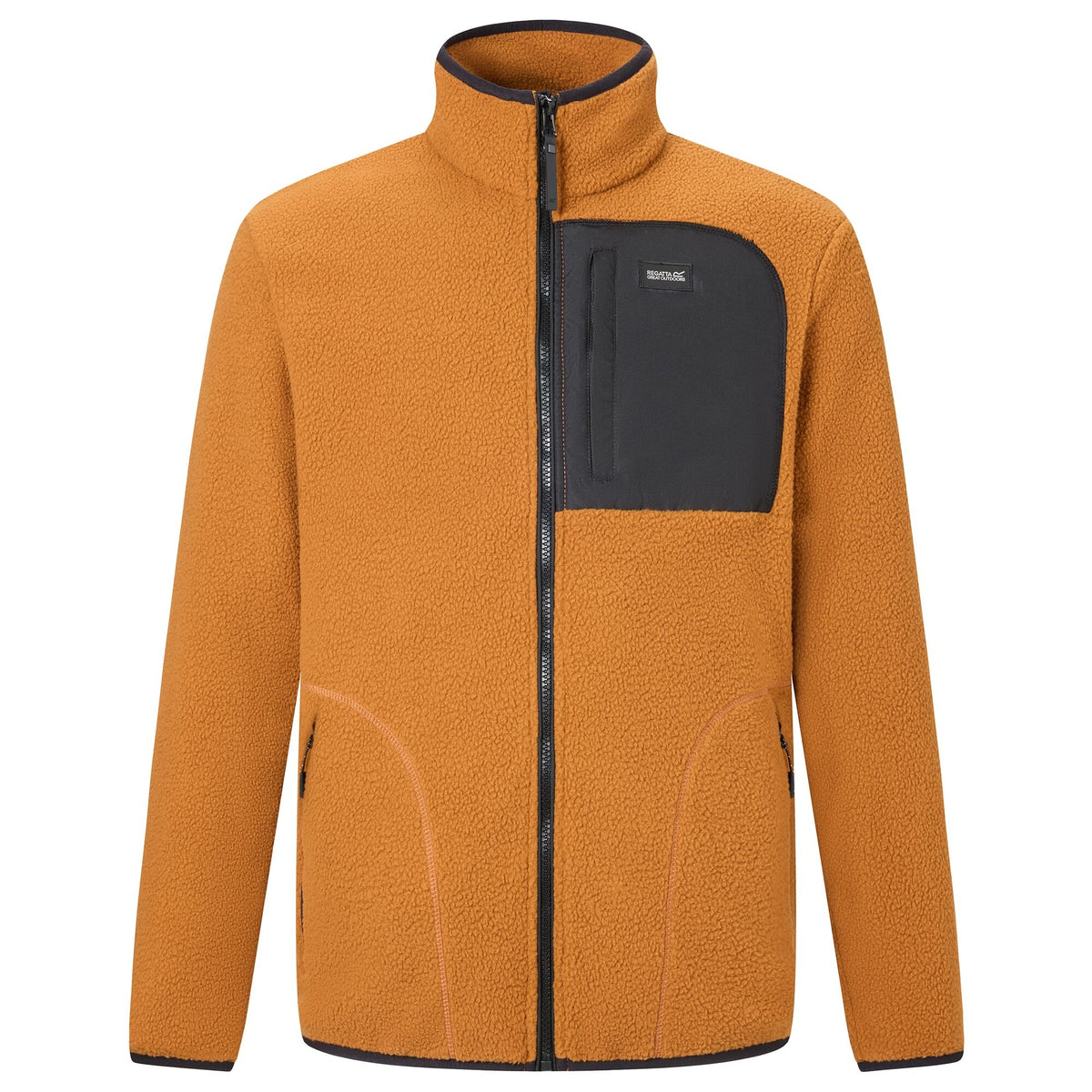 Men's Frankie Borg Full Zip Fleece Rich Tan Black
