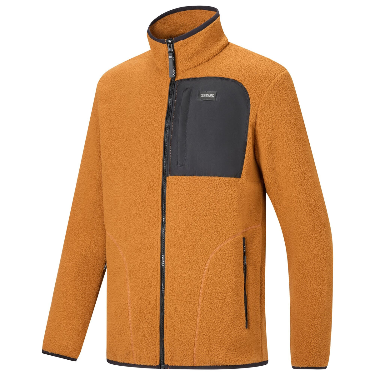 Men's Frankie Borg Full Zip Fleece Rich Tan Black