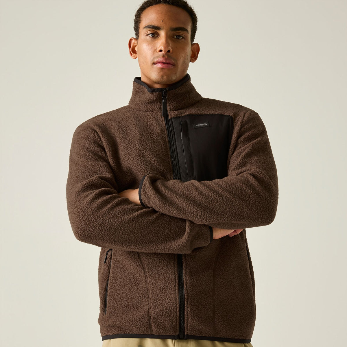 Men's Frankie Borg Full Zip Fleece | Ground Coffee Black
