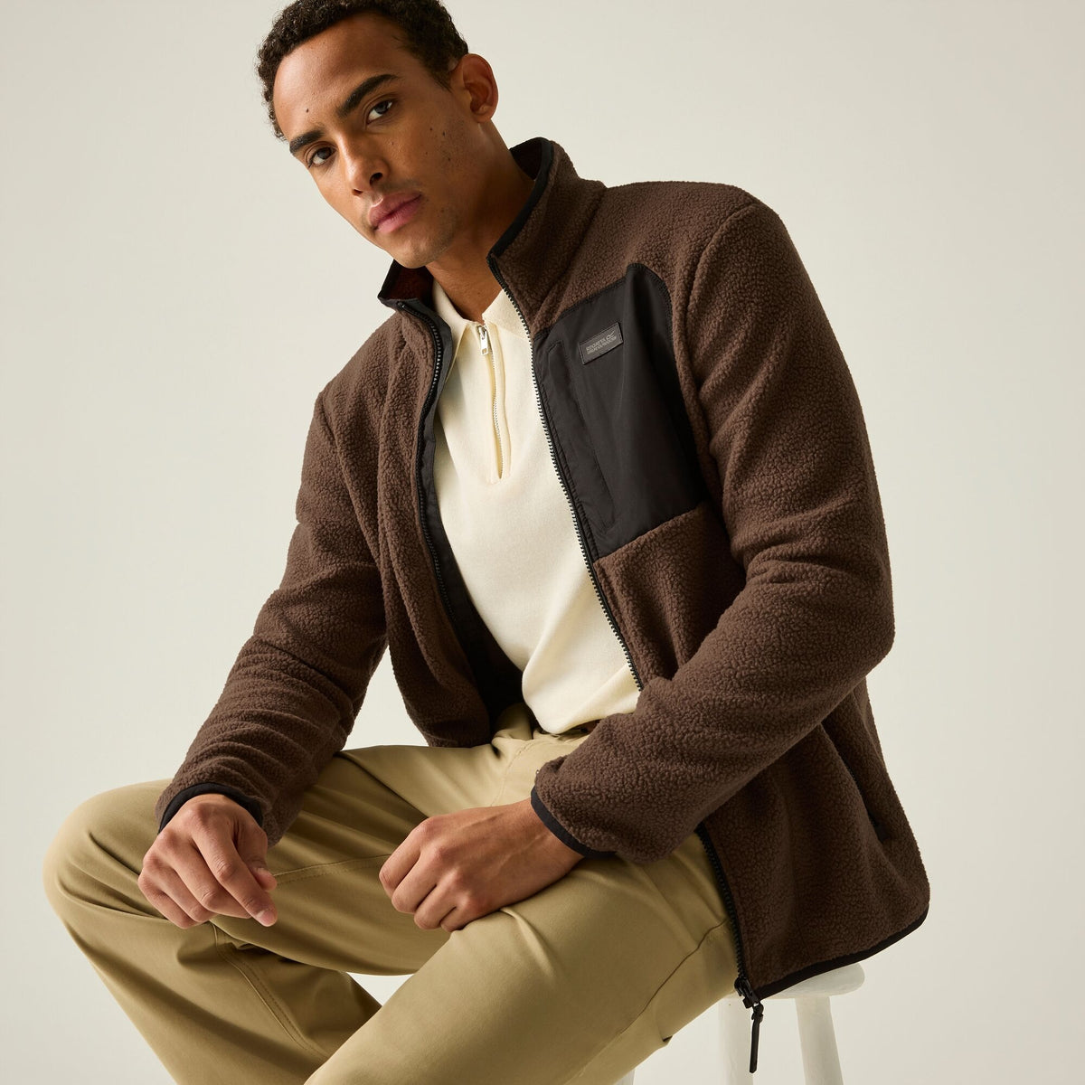 Men's Frankie Borg Full Zip Fleece | Ground Coffee Black