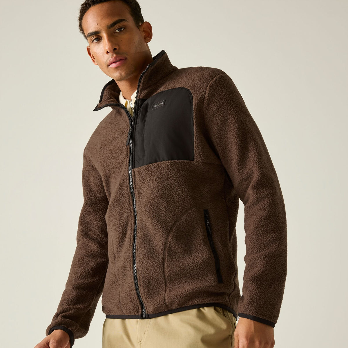 Men's Frankie Borg Full Zip Fleece | Ground Coffee Black