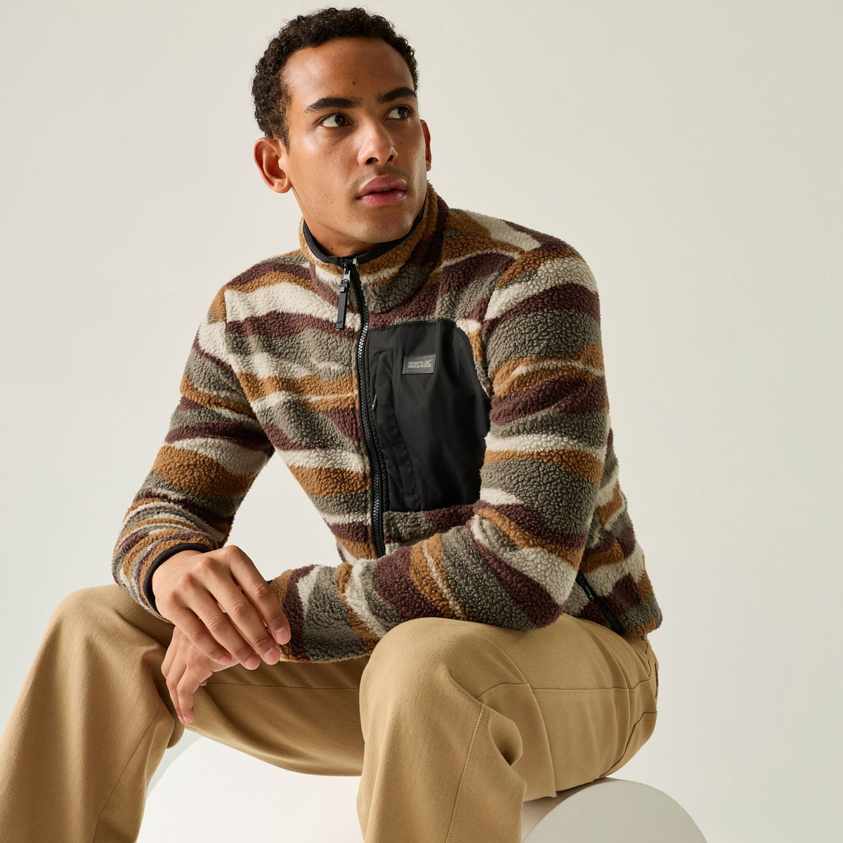 Men's Frankie Borg Full Zip Fleece - Ground Coffee Mountain Range