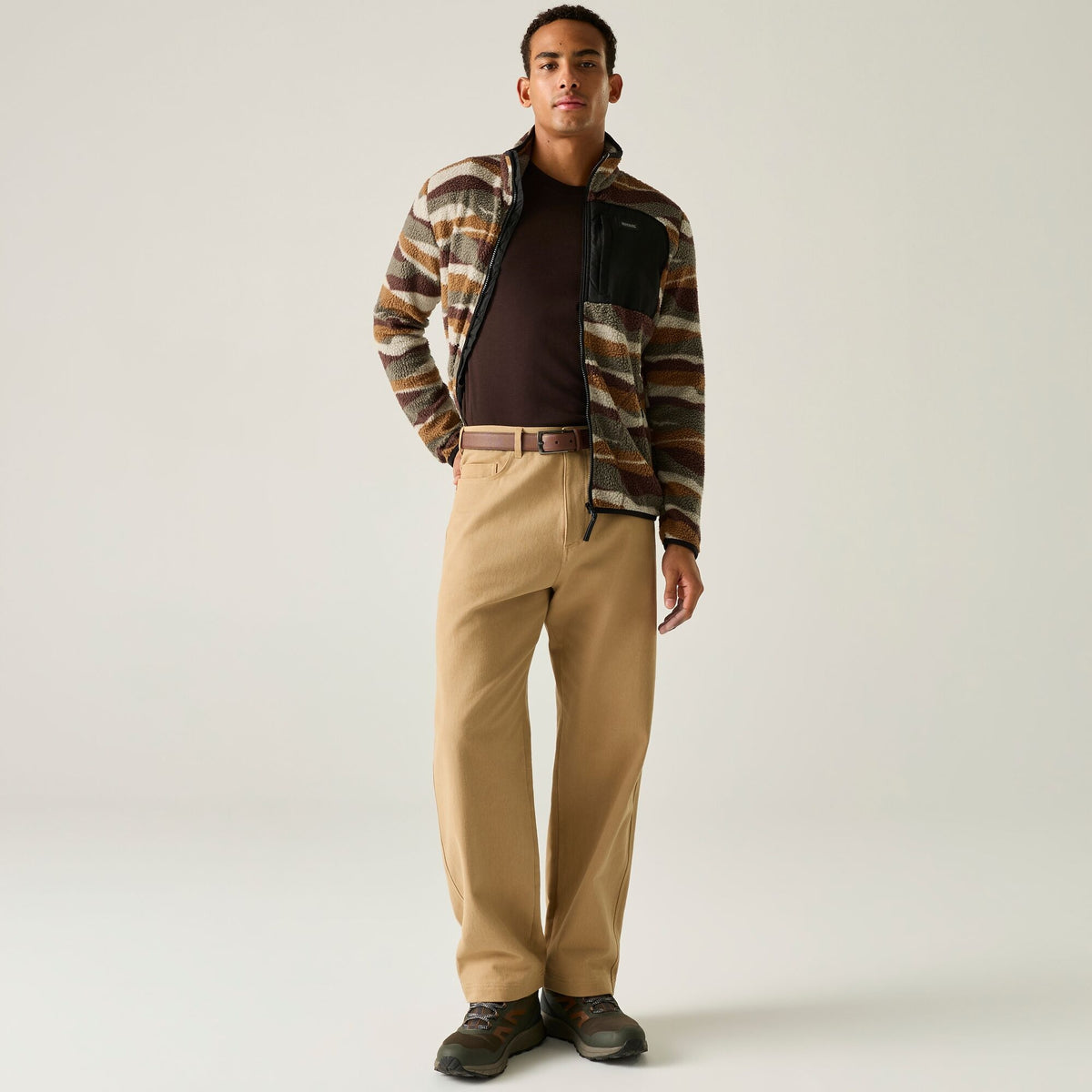 Men's Frankie Borg Full Zip Fleece - Ground Coffee Mountain Range