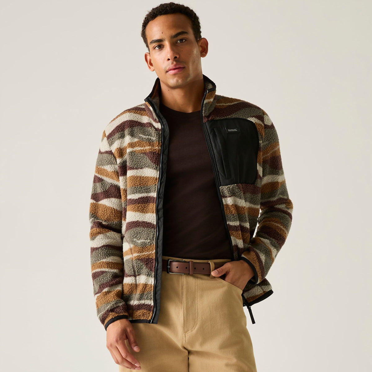Men's Frankie Borg Full Zip Fleece - Ground Coffee Mountain Range