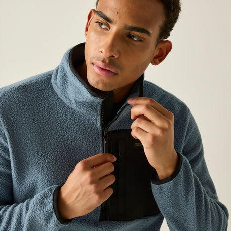 Men's Frankie Borg Half Zip Fleece | Grey Mirage Black