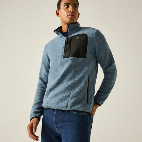Men's Frankie Borg Half Zip Fleece | Grey Mirage Black