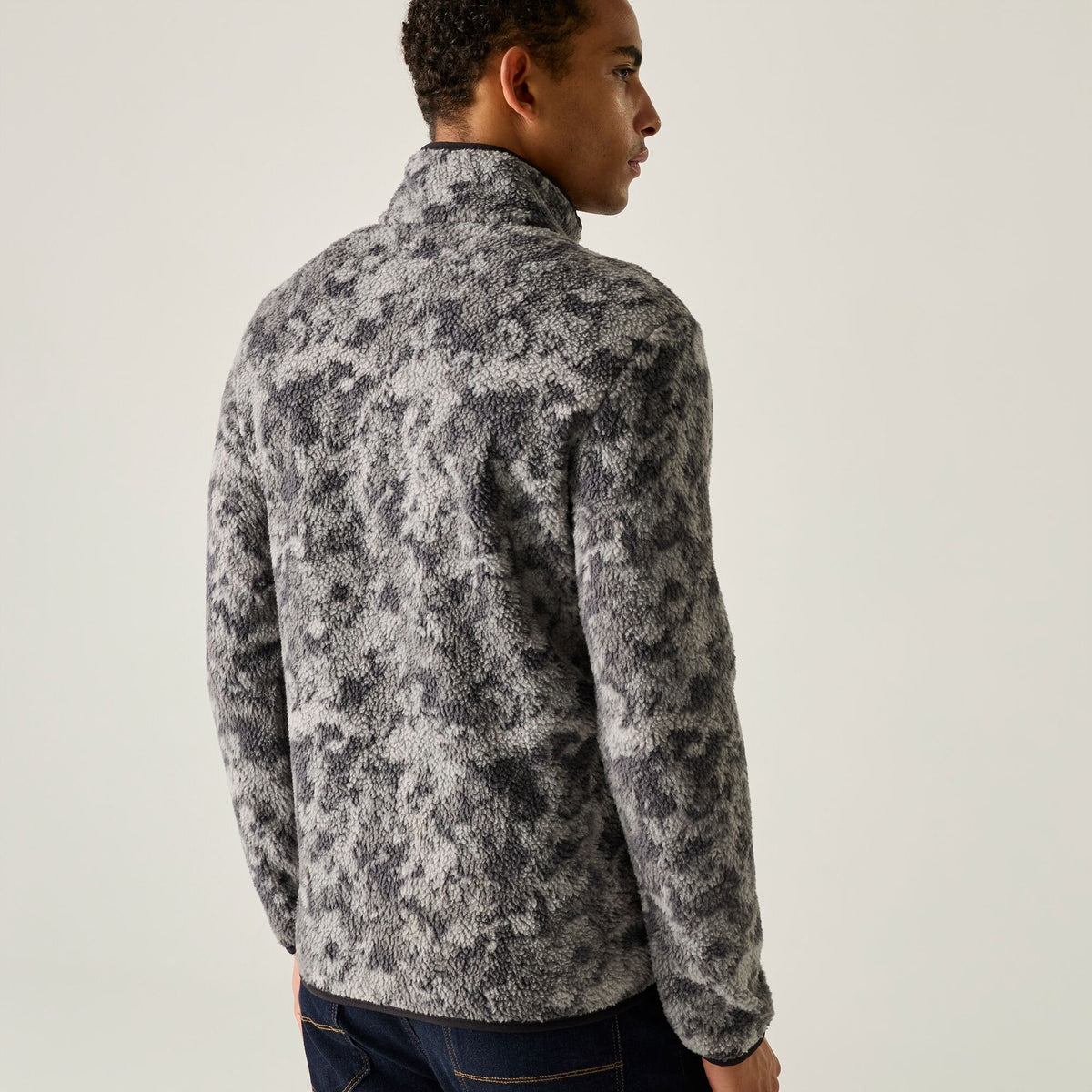 Men's Frankie Borg Half Zip Fleece - Misty Grey Winter Camo