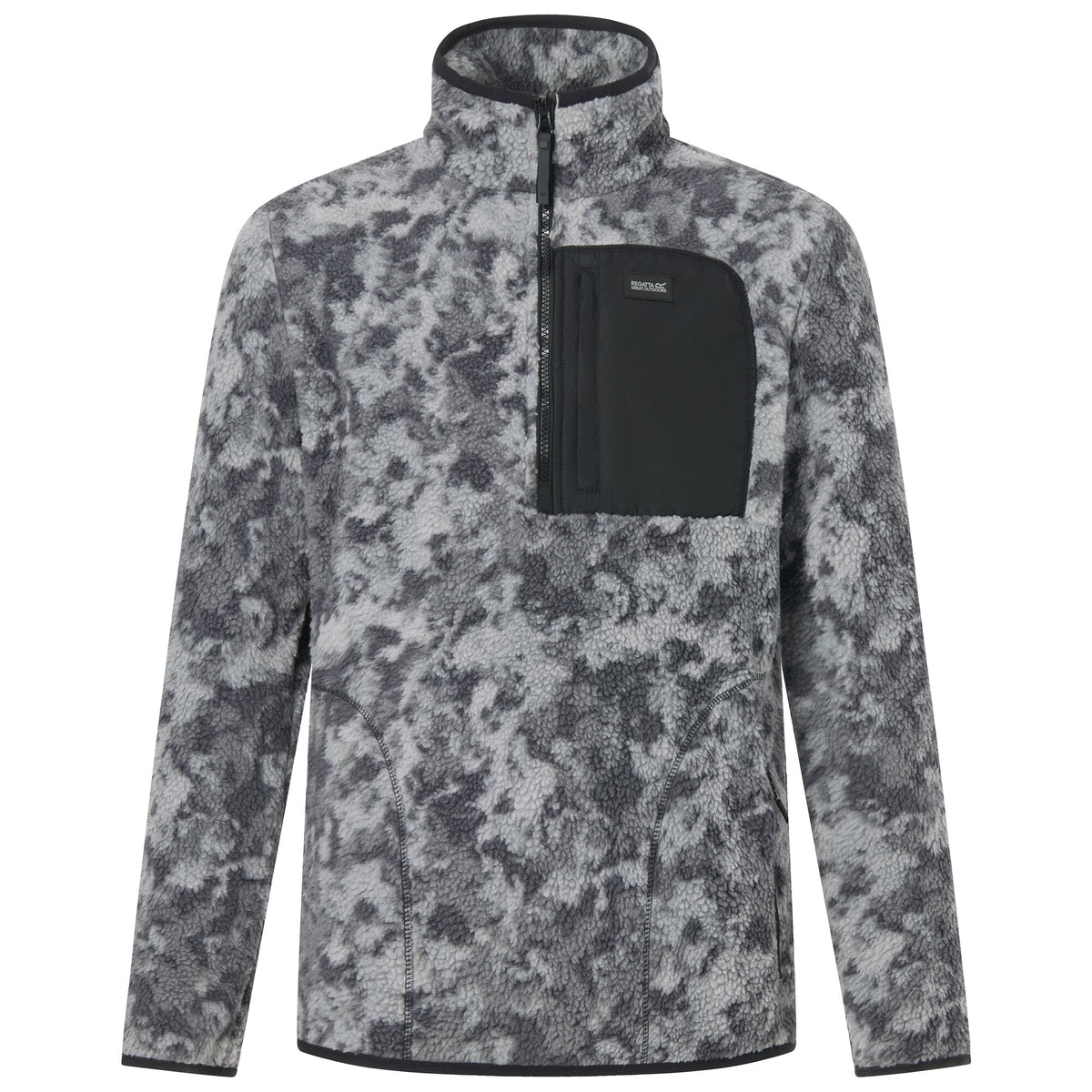 Men's Frankie Borg Half Zip Fleece - Misty Grey Winter Camo