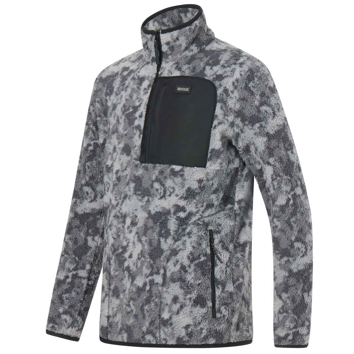 Men's Frankie Borg Half Zip Fleece - Misty Grey Winter Camo