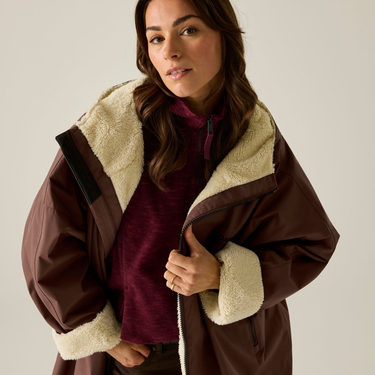 Adult's Waterproof Changing Robe - Dark Cherry