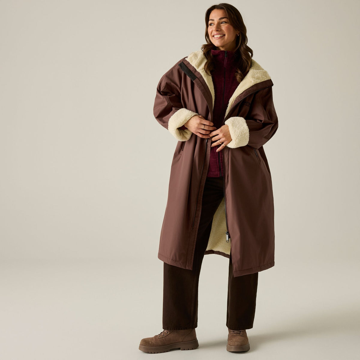 Adult's Waterproof Changing Robe - Dark Cherry