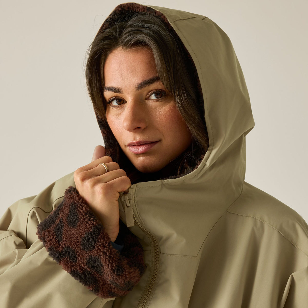 Adult's Waterproof Changing Robe Barleycorn Dark Textured Leopard