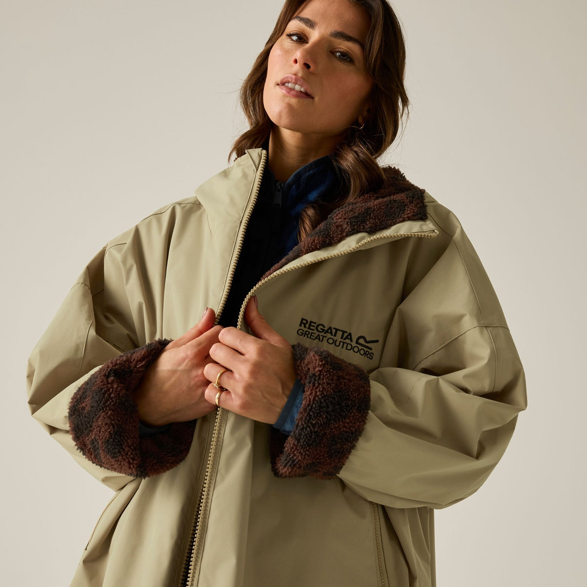 Adult's Waterproof Changing Robe Barleycorn Dark Textured Leopard