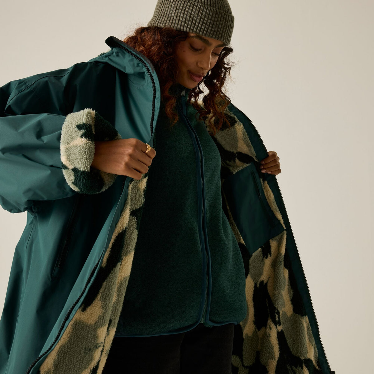 Adult's Waterproof Changing Robe - Deep Pine Brush Stroke Camo