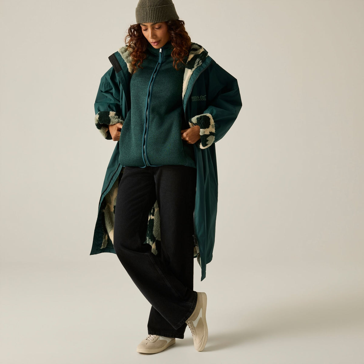 Adult's Waterproof Changing Robe - Deep Pine Brush Stroke Camo