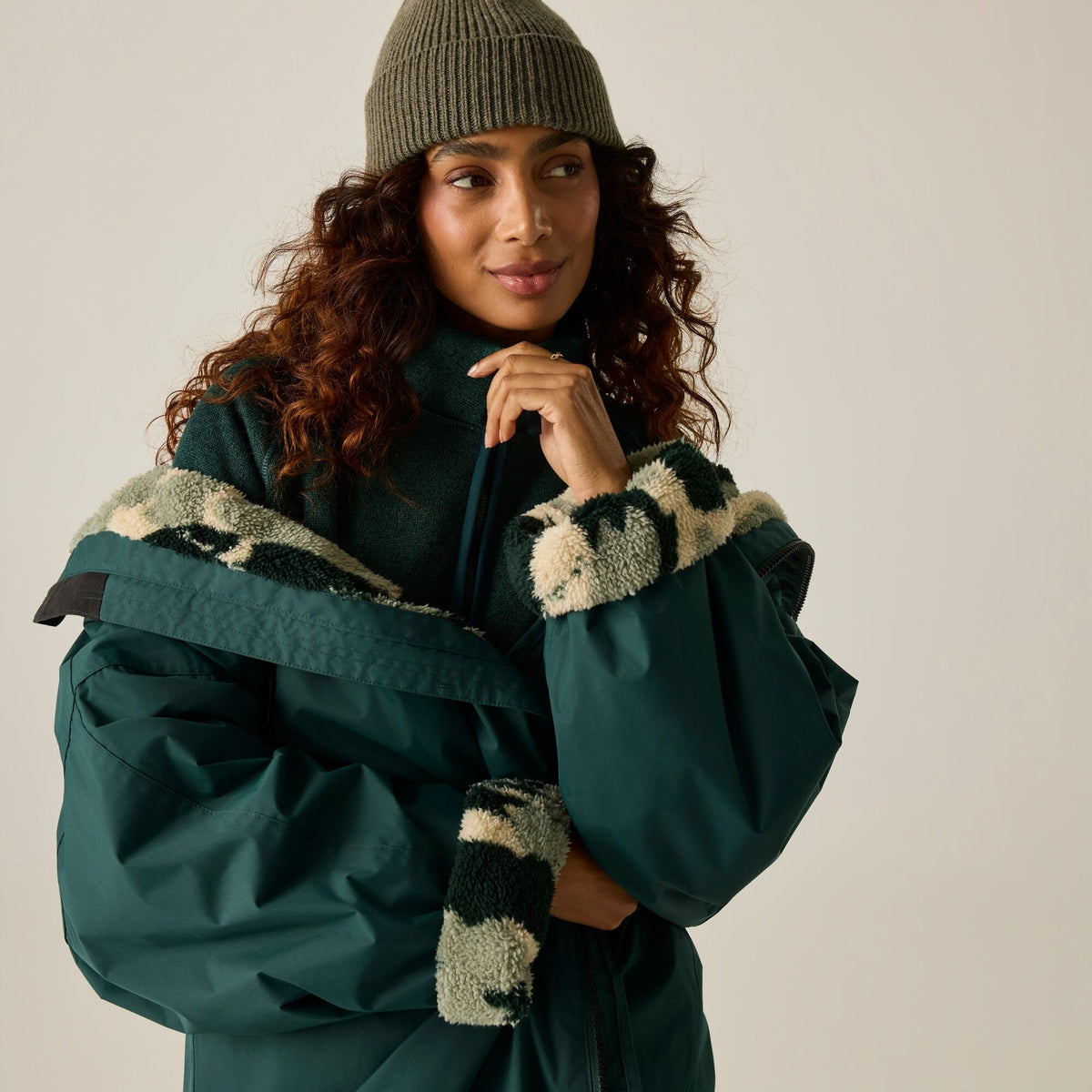 Adult's Waterproof Changing Robe - Deep Pine Brush Stroke Camo