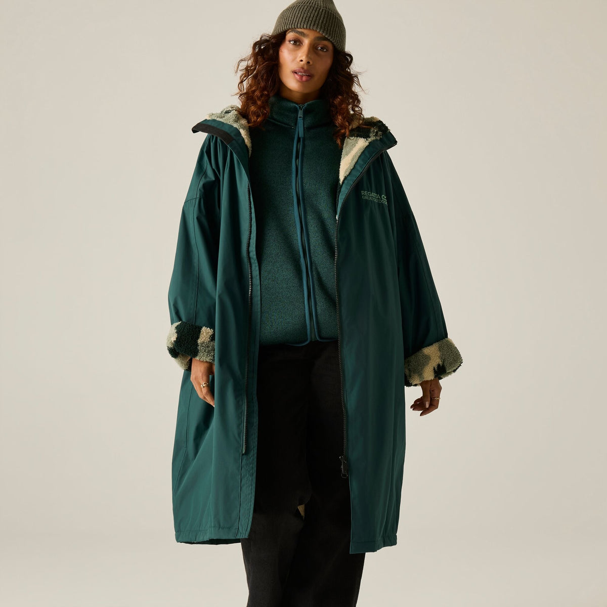 Adult's Waterproof Changing Robe - Deep Pine Brush Stroke Camo