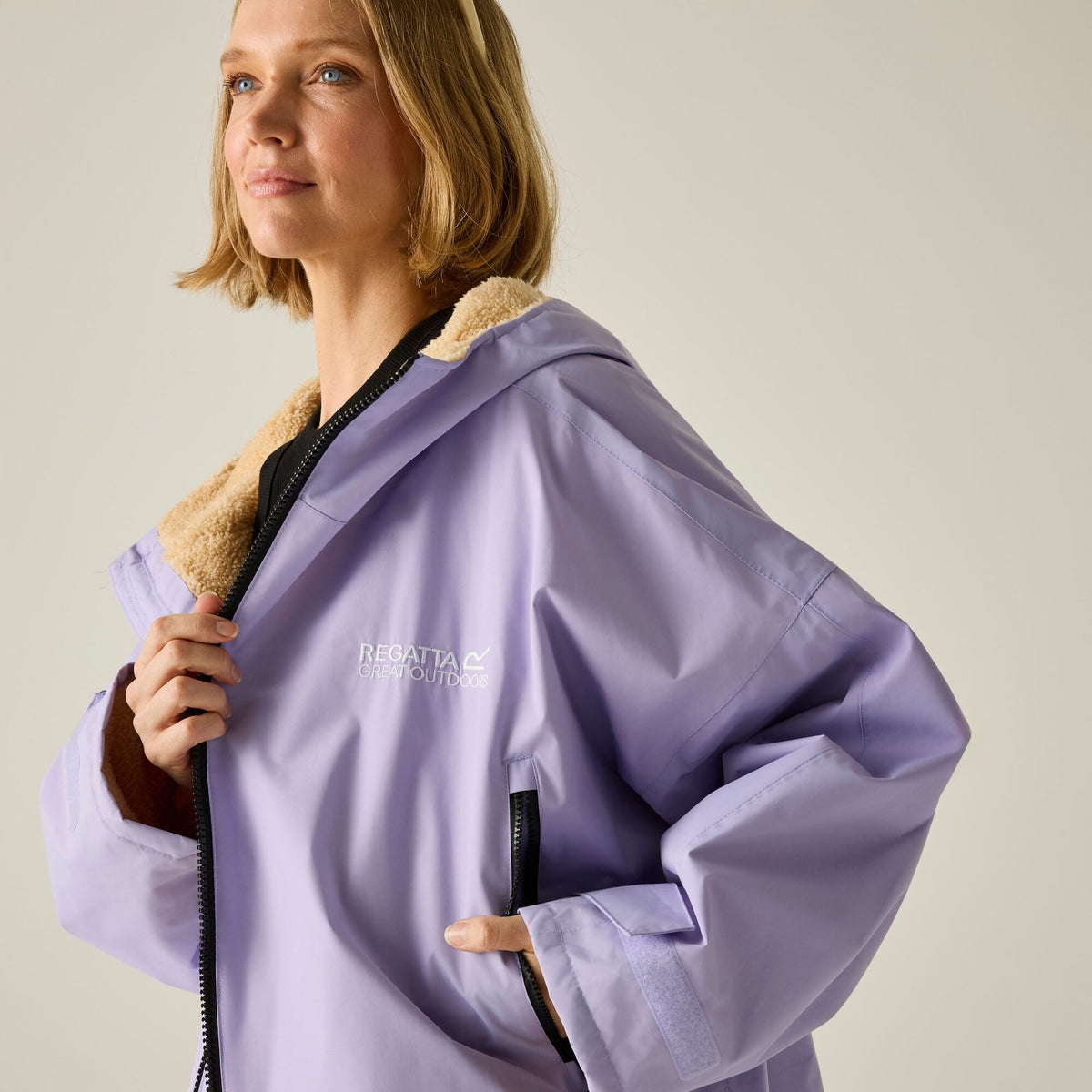 Adult's Waterproof Changing Robe - Pansy Purple