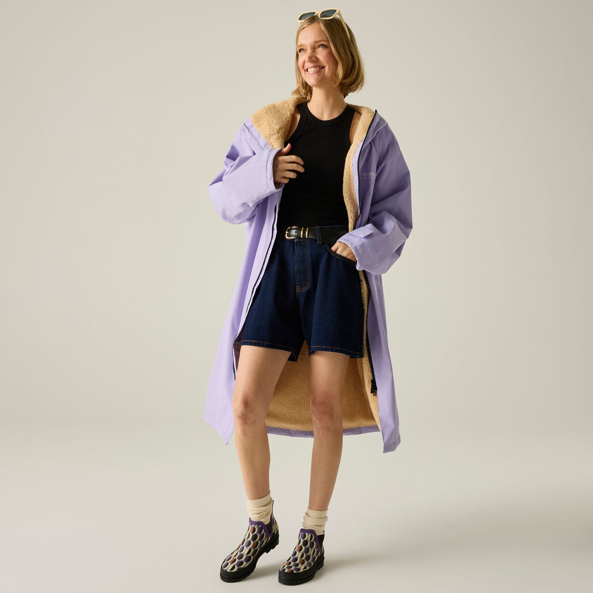 Adult's Waterproof Changing Robe - Pansy Purple