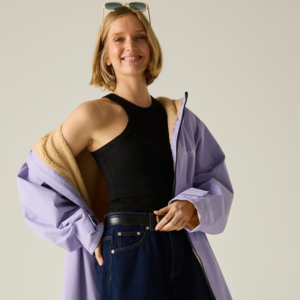 Adult's Waterproof Changing Robe - Pansy Purple