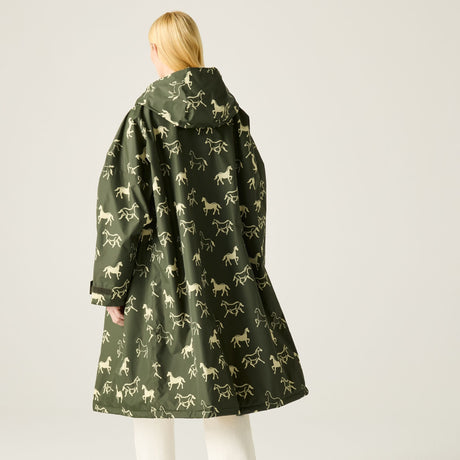 Adult's Waterproof Changing Robe - Dark Khaki Horses