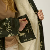 Adult's Waterproof Changing Robe - Dark Khaki Horses