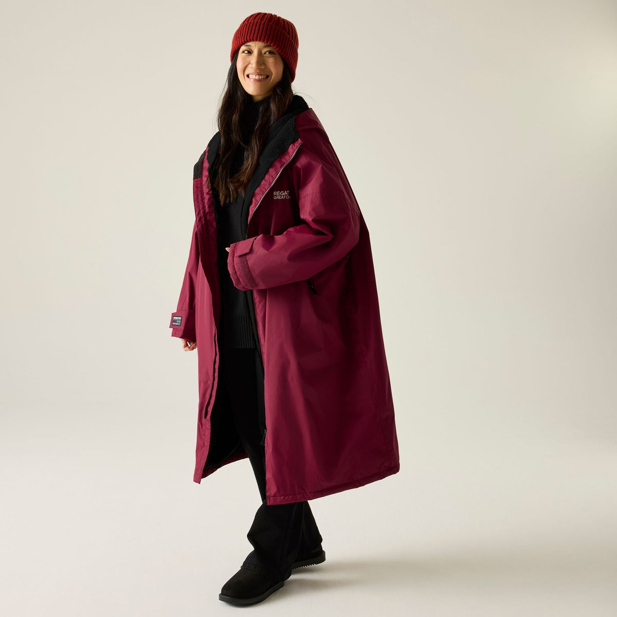 Adult's Waterproof Changing Robe - Dark Maroon