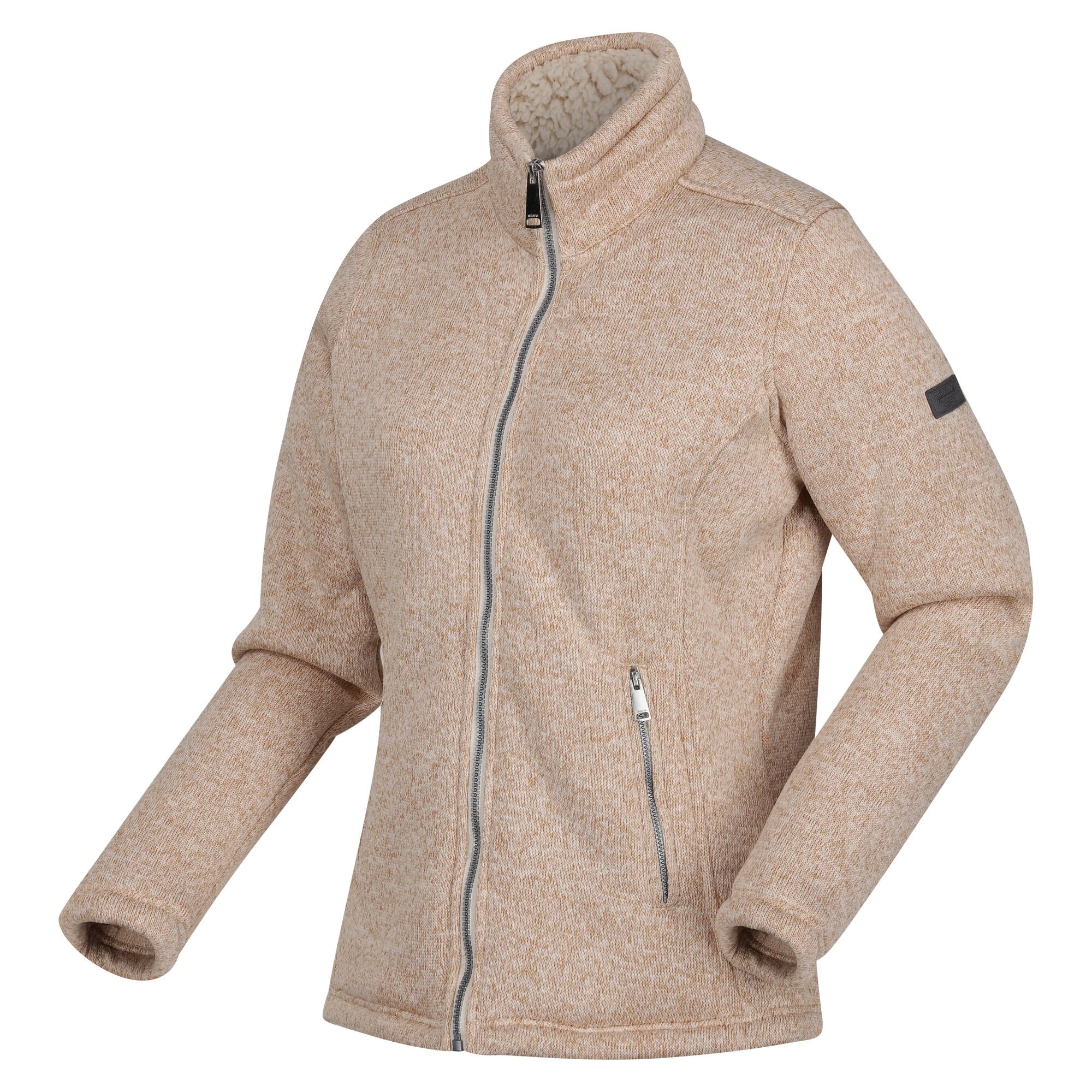 Regatta Razia II Womens Knit Heavyweight Warm Full Zip Fleece Jacket Ice Grey Vanilla 10