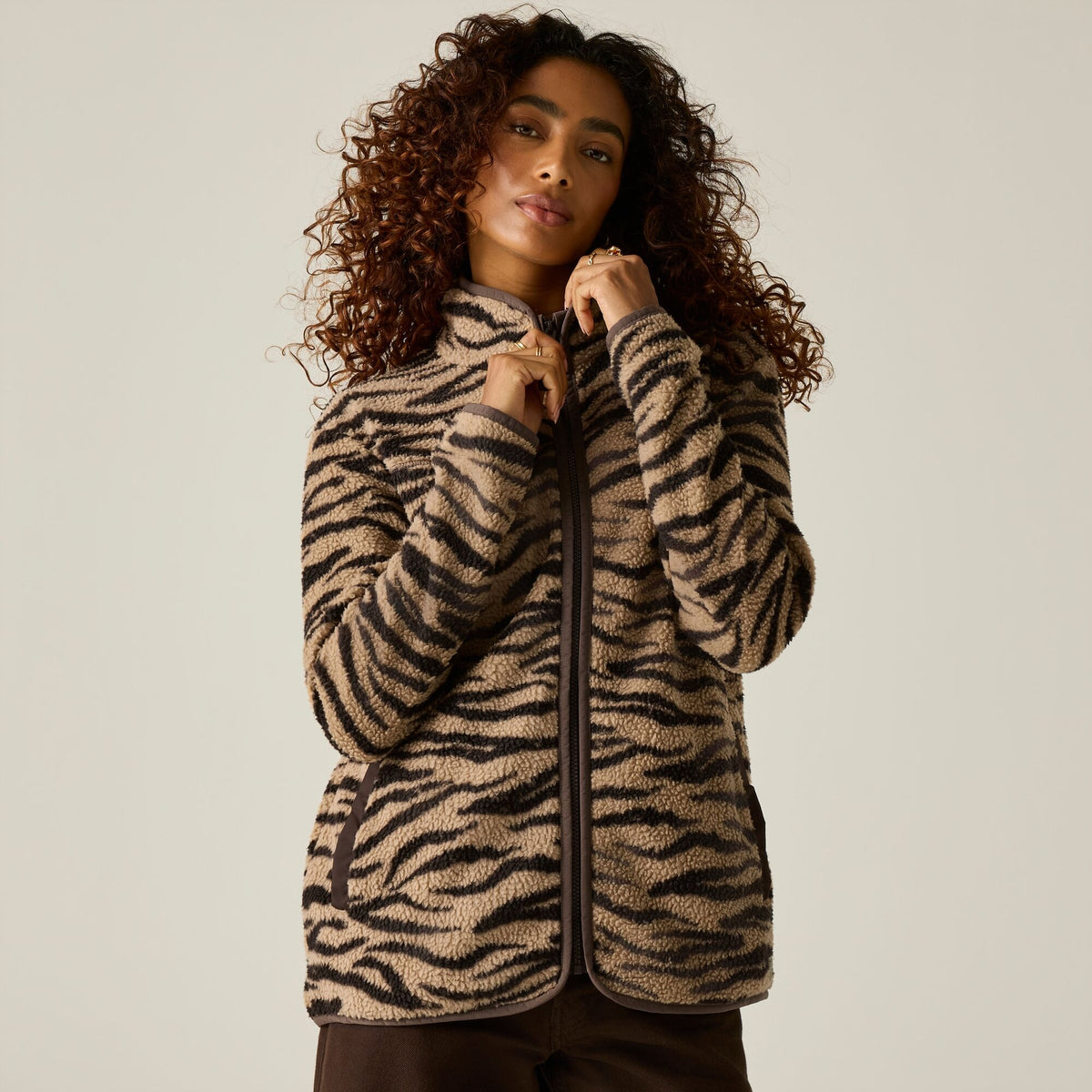 Women's Frankie Borg Full Zip Fleece Barleycorn Zebra