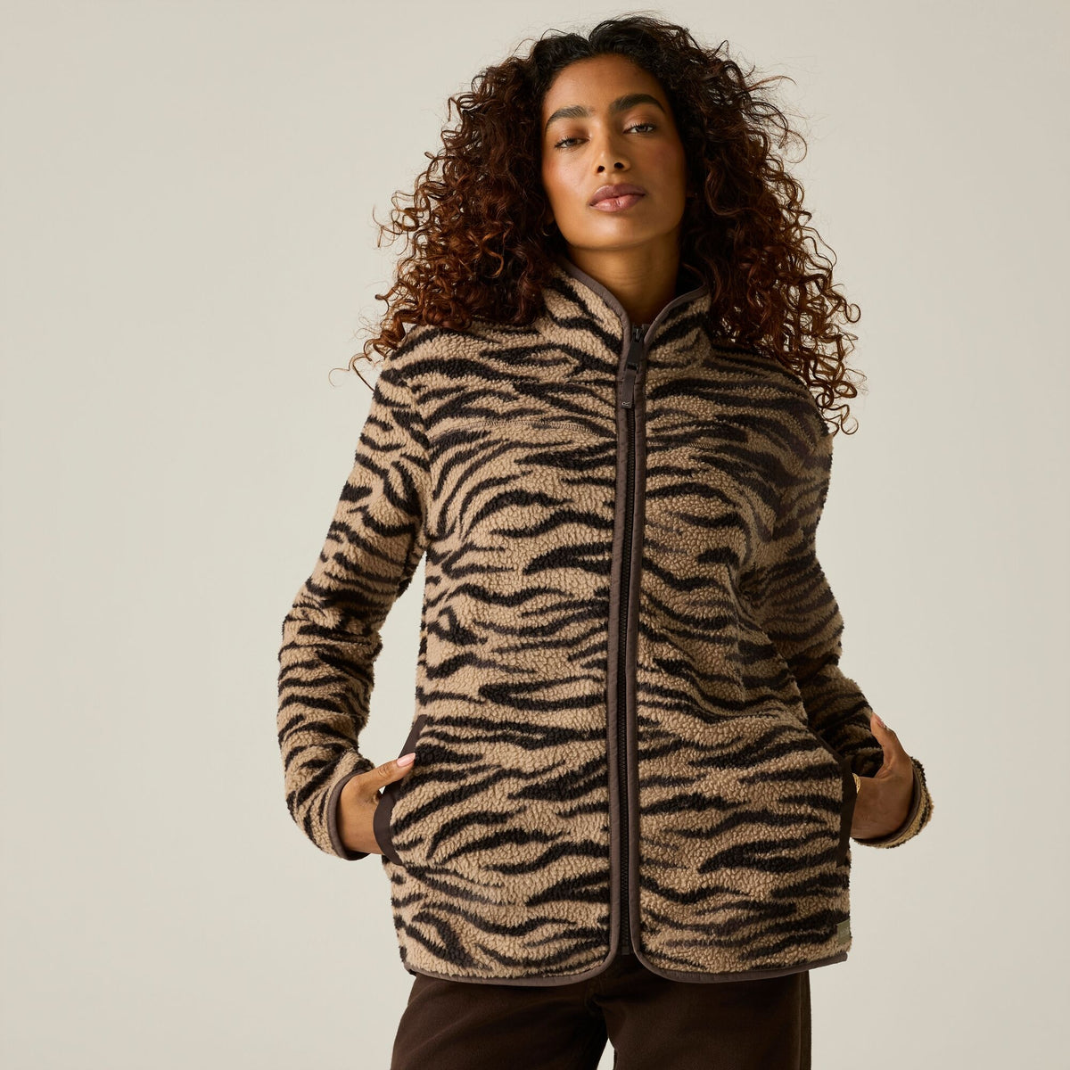 Women's Frankie Borg Full Zip Fleece Barleycorn Zebra