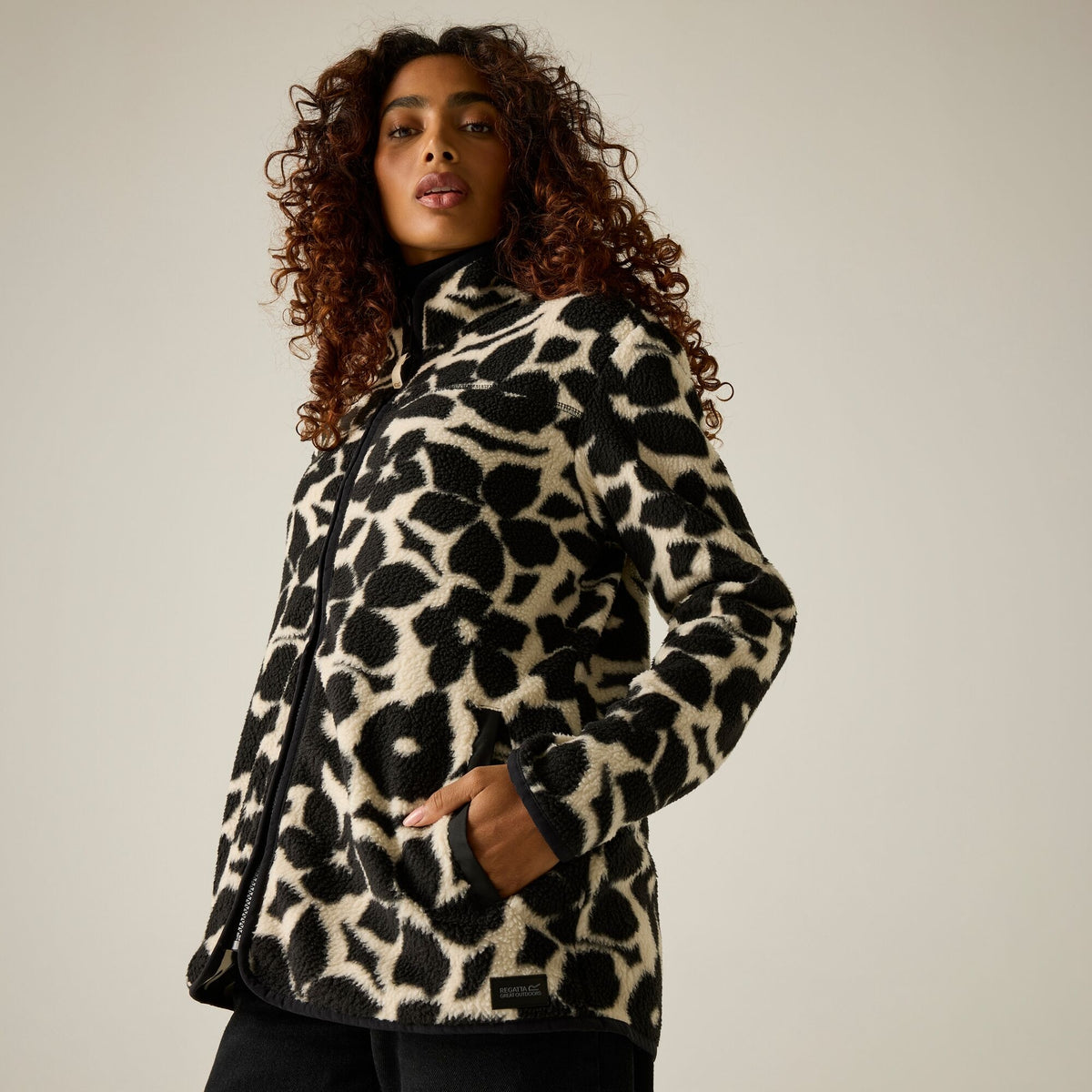 Women's Frankie Borg Full Zip Fleece Mono Shadow Floral