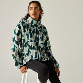 Women's Roswind Water Resistant Full Zip Fleece - Deep Pine Brushstroke Camo Print