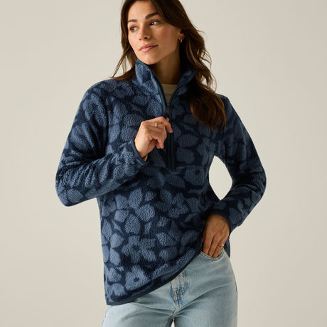 Women's Frankie Borg Half Zip Fleece Navy Shadow Floral