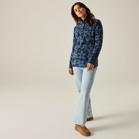 Women's Frankie Borg Half Zip Fleece Navy Shadow Floral