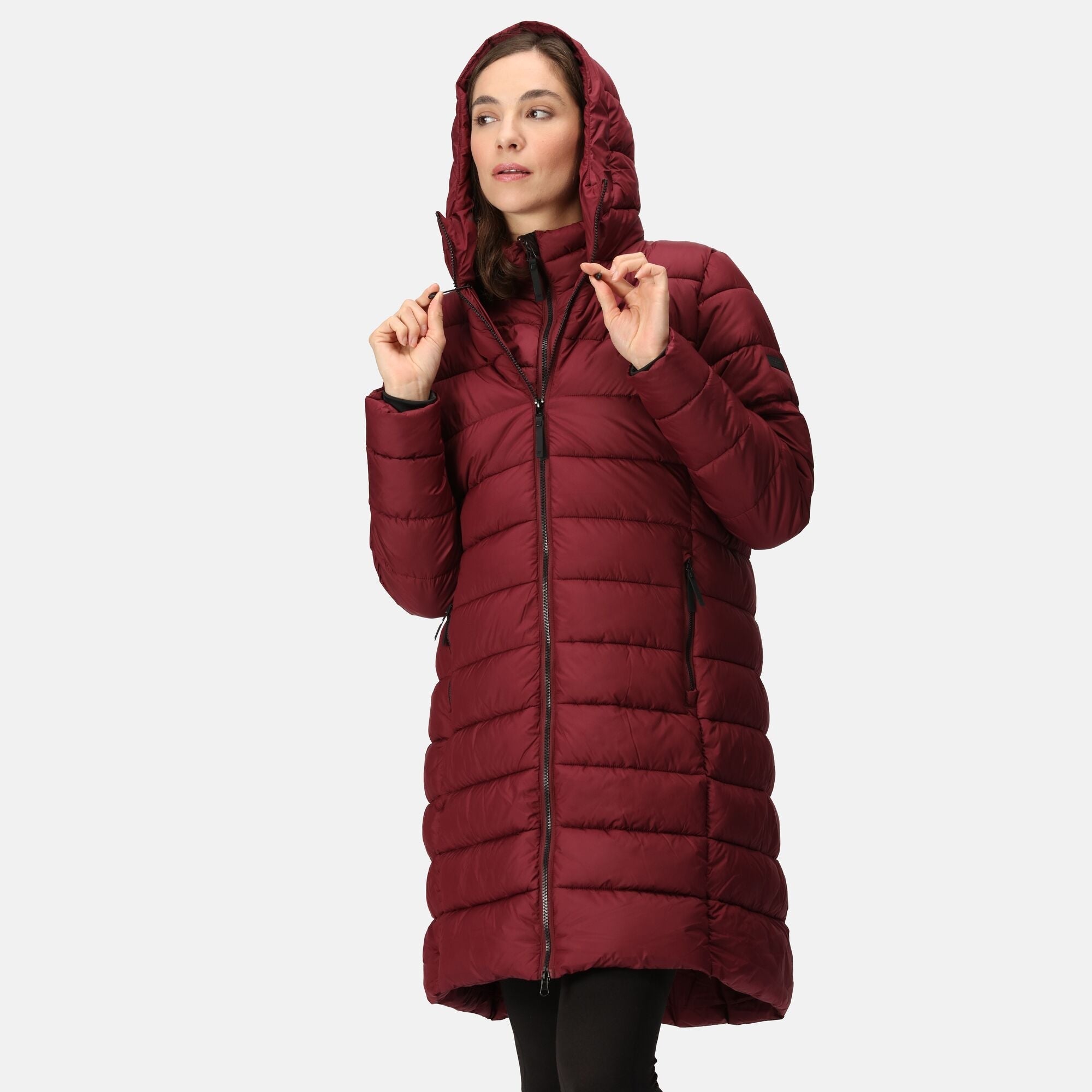 Fermina long length quilted store puffer parka jacket navy