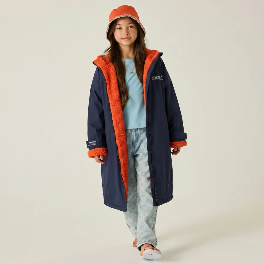 Regatta Junior Changing Robe | Navy Rustic Orange